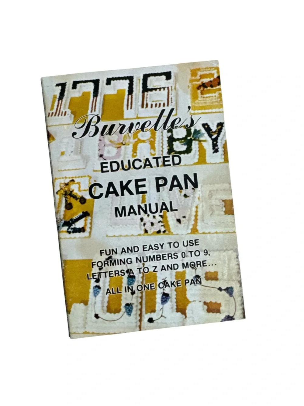 Vintage NOS Burvelle Educated Cake Pan All in One Pan Letters Numbers Manual Set